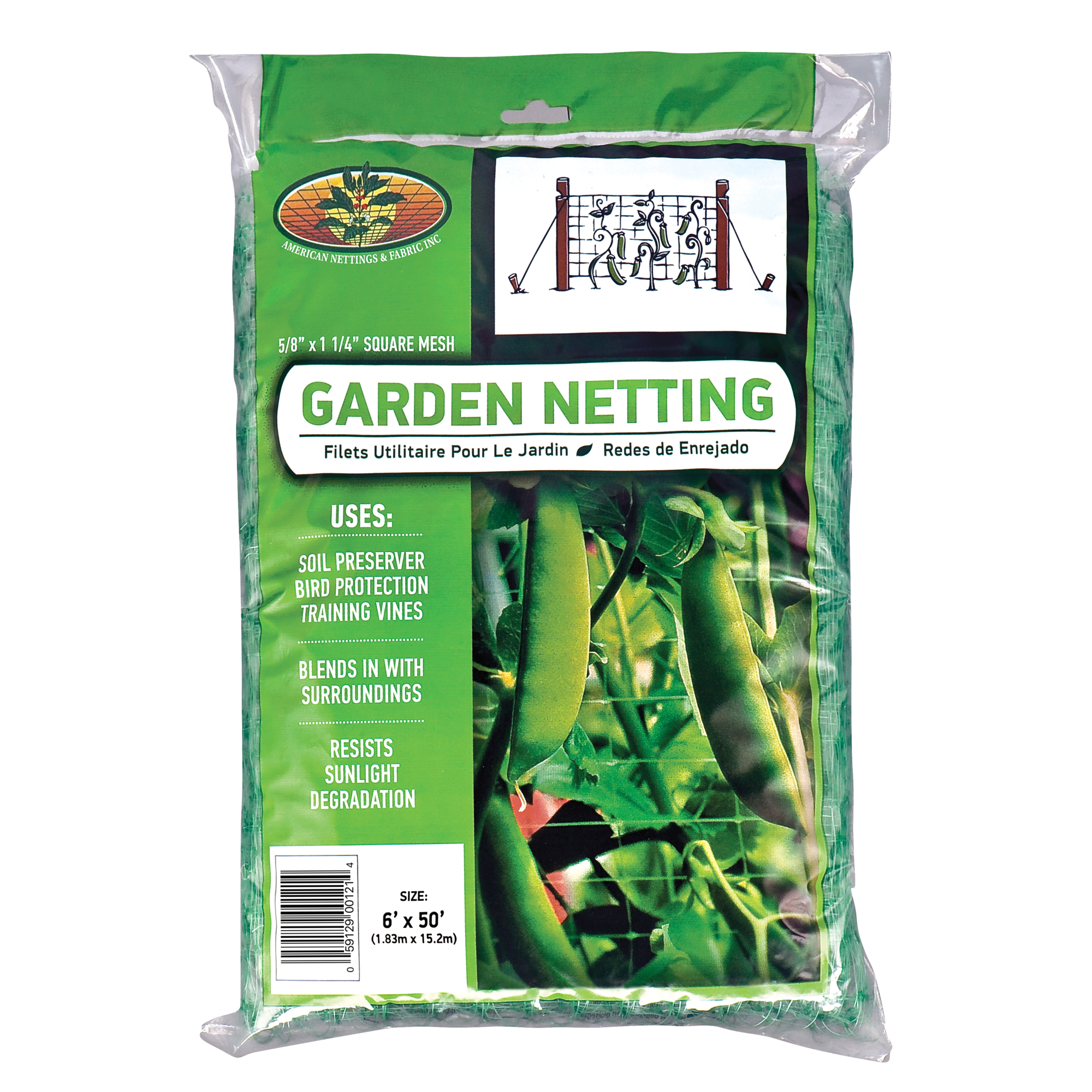 American Nettings & Fabric, Inc., Garden Netting 6ft.x50ft. (Green), Model# 00121